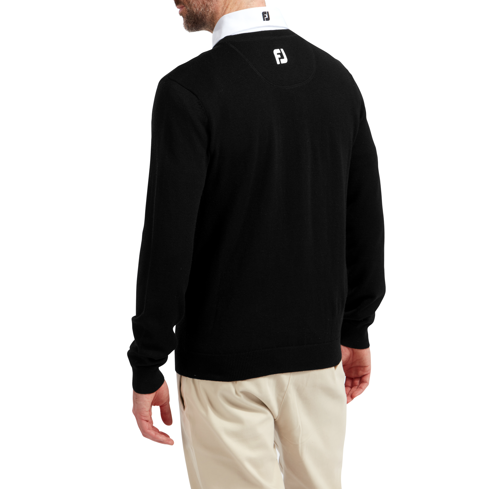 Wollmischpullover mit V-Kragen