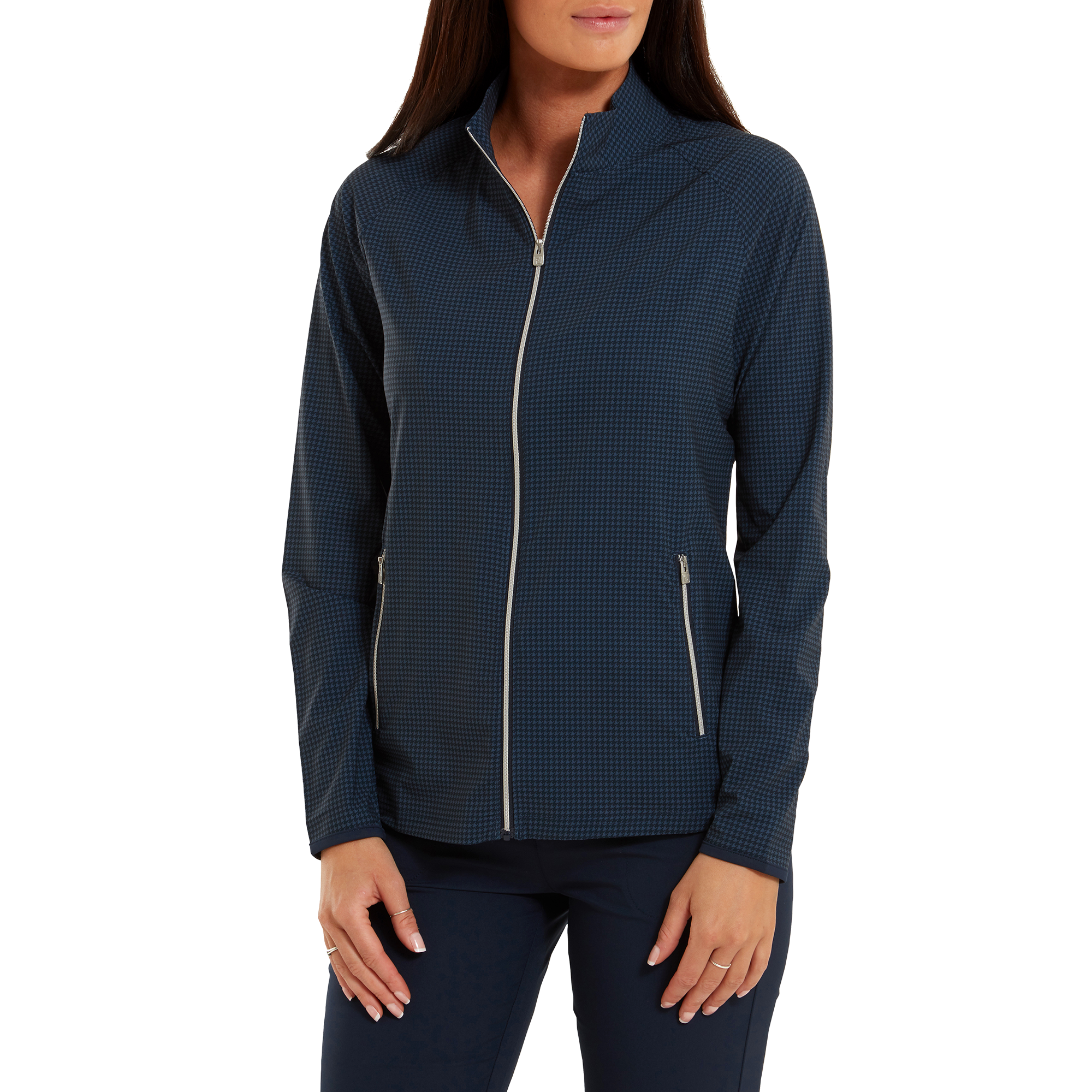 Gewebte Jacke mit Hahnentritt Print